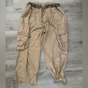 BONGO Sand Linen Blend Pants cargo Sz XXL beach chic utility